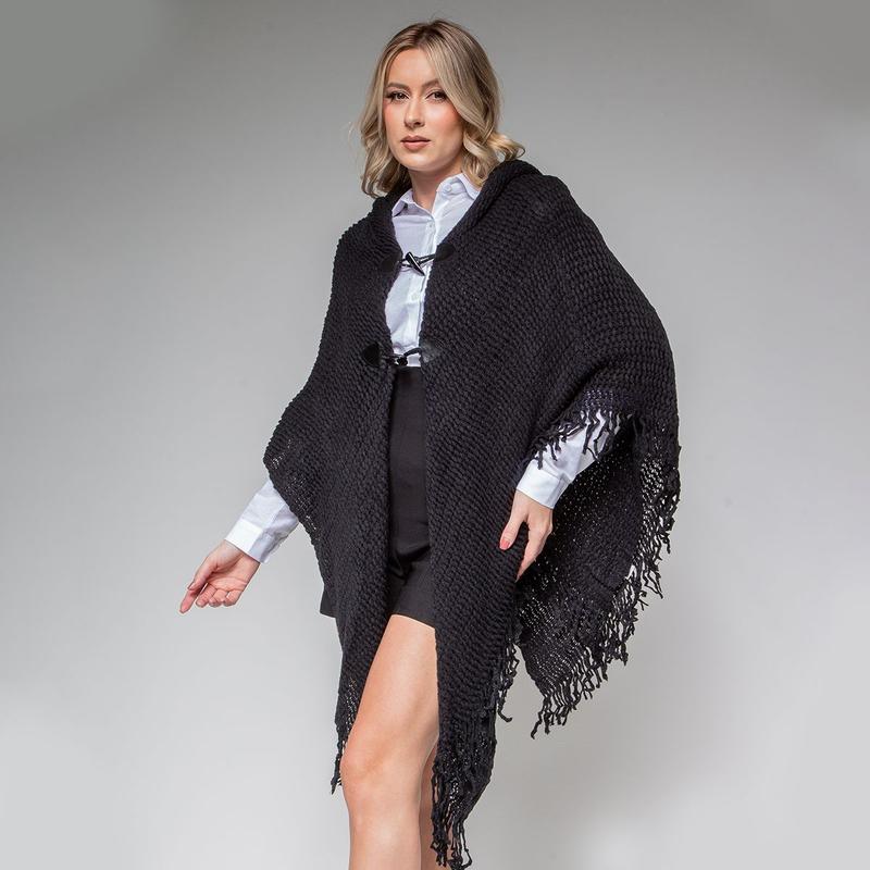 poncho susie croche único feminino - Susie Modas - Poncho